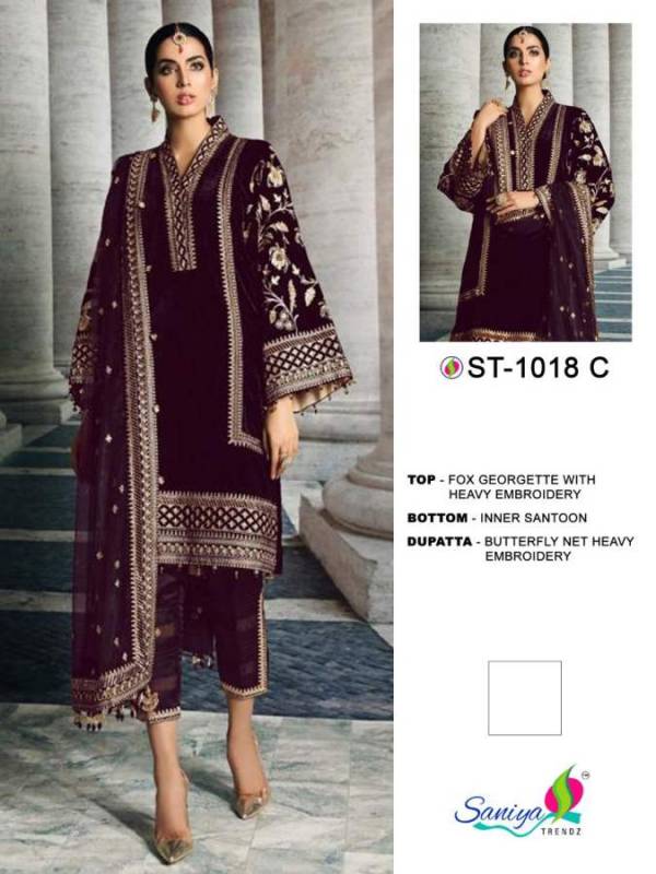 Saniya St 1018 Heavy Georgette Festive Wear Latest Pakistani Salwar Kameez Collection